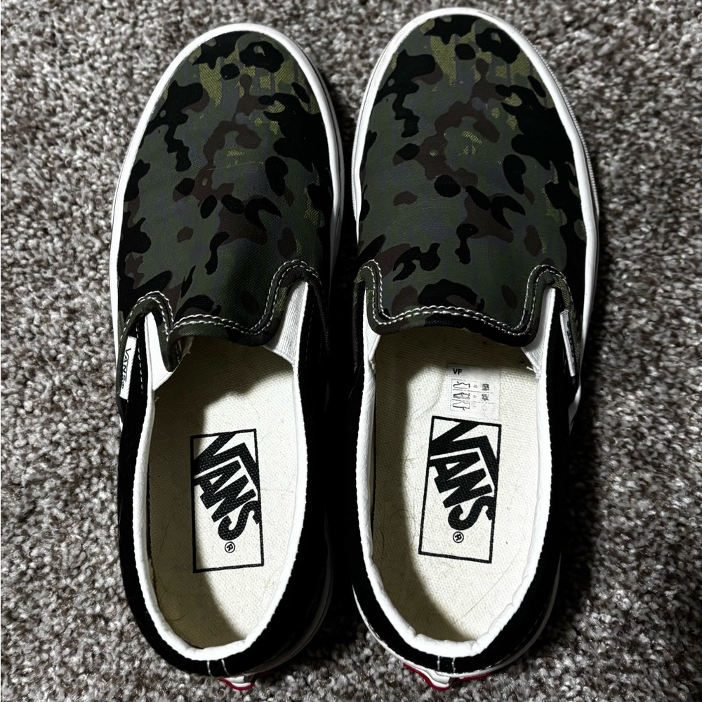 Vans Green Camo Slip-On Shoes